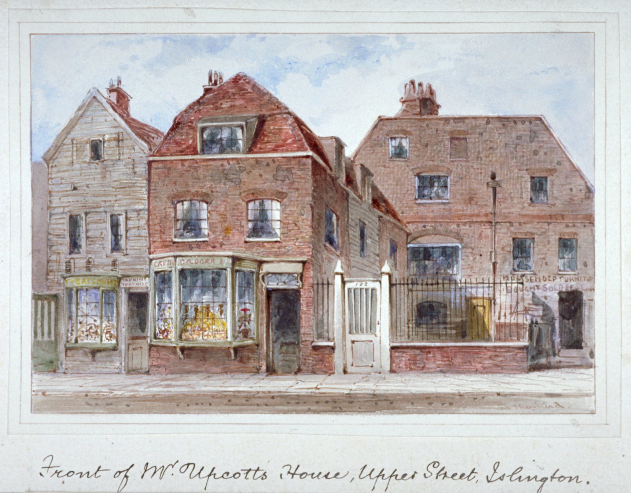 Forfra af Mr. Upcotts hus, Upper Street, Islington, London, c1835. af Thomas Hosmer Shepherd