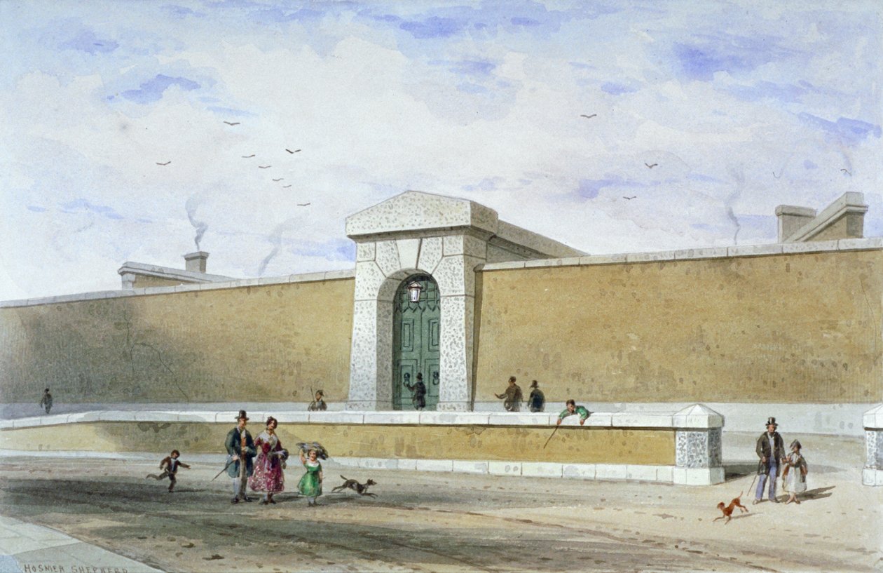 Gateway of Bridewell Prison, Tothill Fields, Westminster, London, c1850. af Thomas Hosmer Shepherd