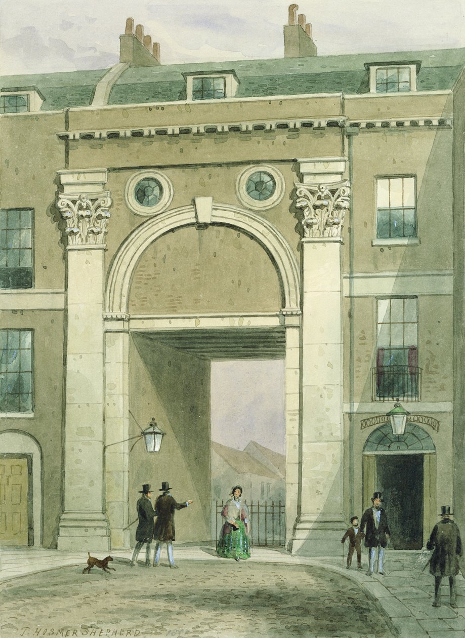 Porten til floden, Essex Street, 1857 af Thomas Hosmer Shepherd