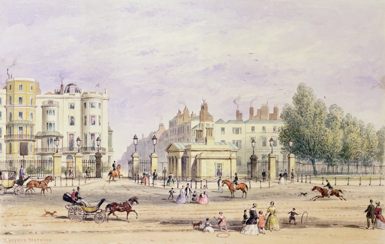 Grosvenor Gate og den nye loge, 1851 af Thomas Hosmer Shepherd