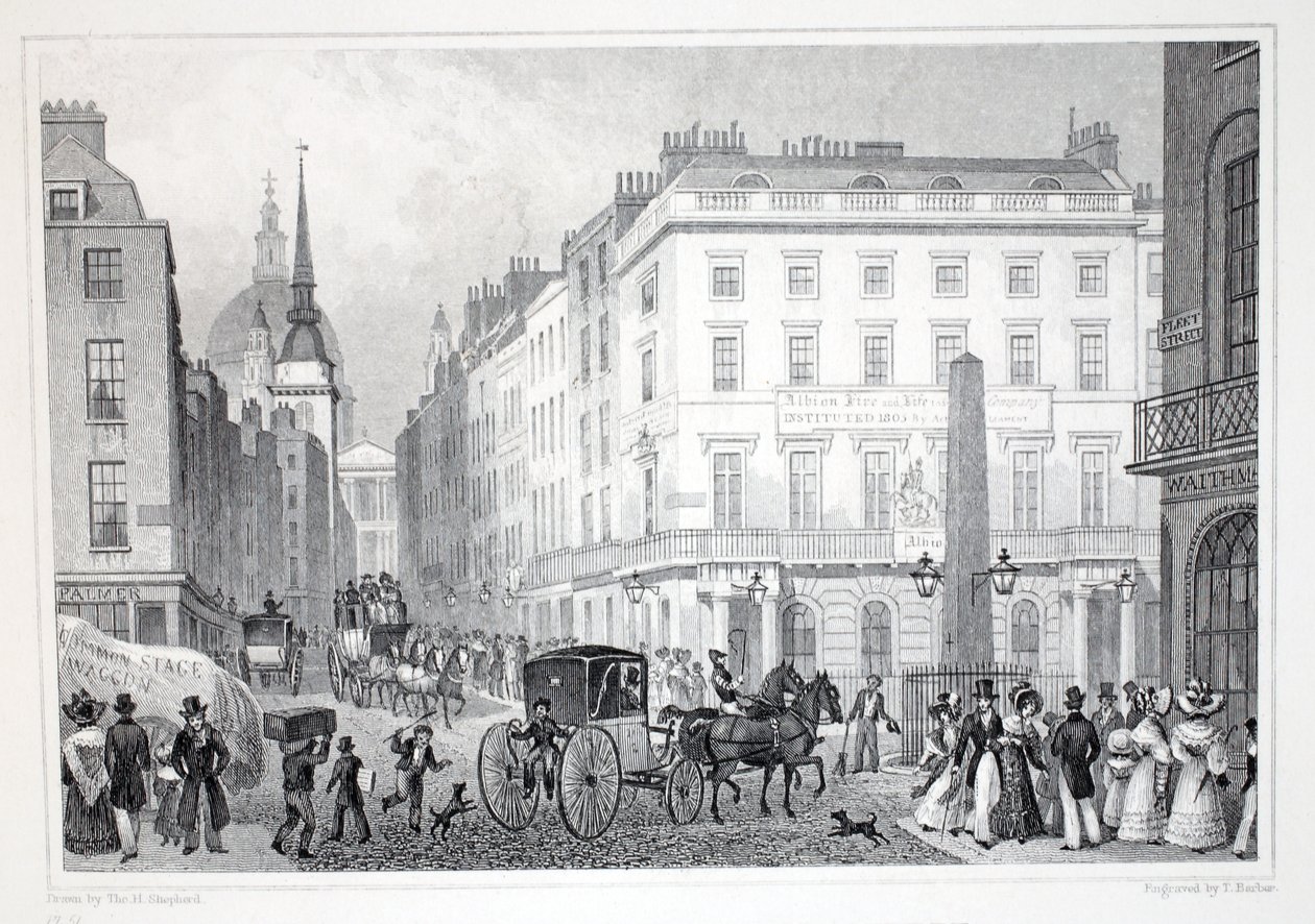 Ludgate Hill, set fra Fleet Street, fra puben "London and it