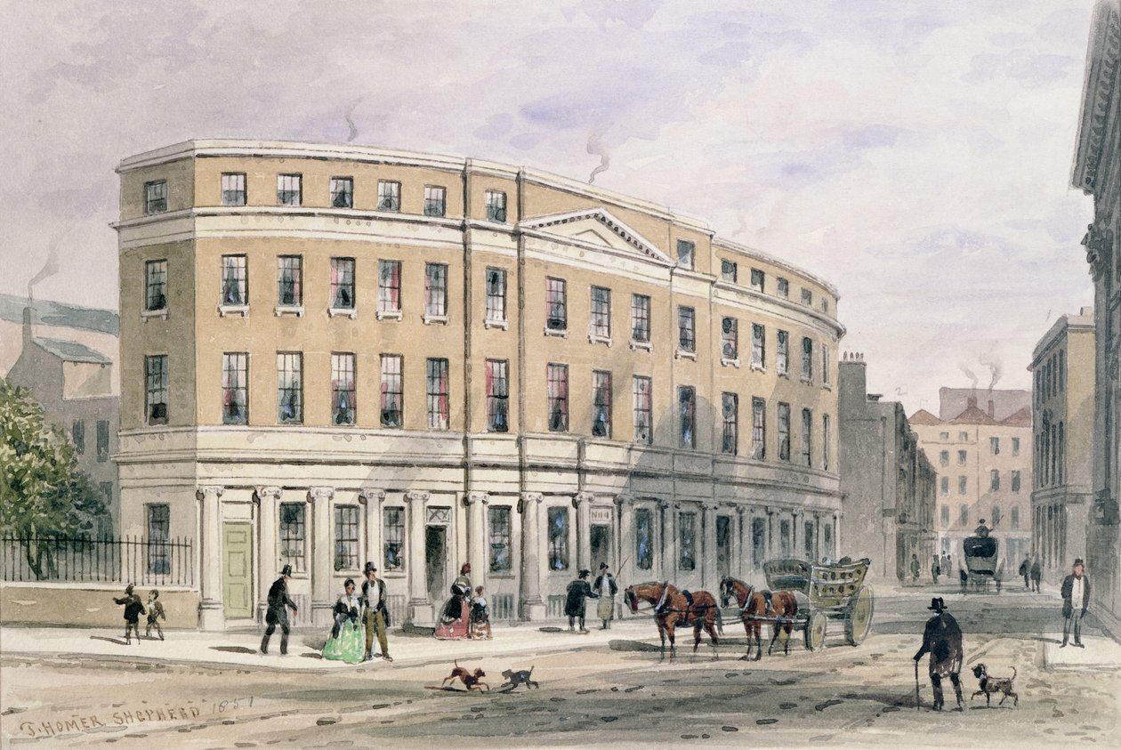 Nye huse ved indgangen til Gresham St, 1851 af Thomas Hosmer Shepherd