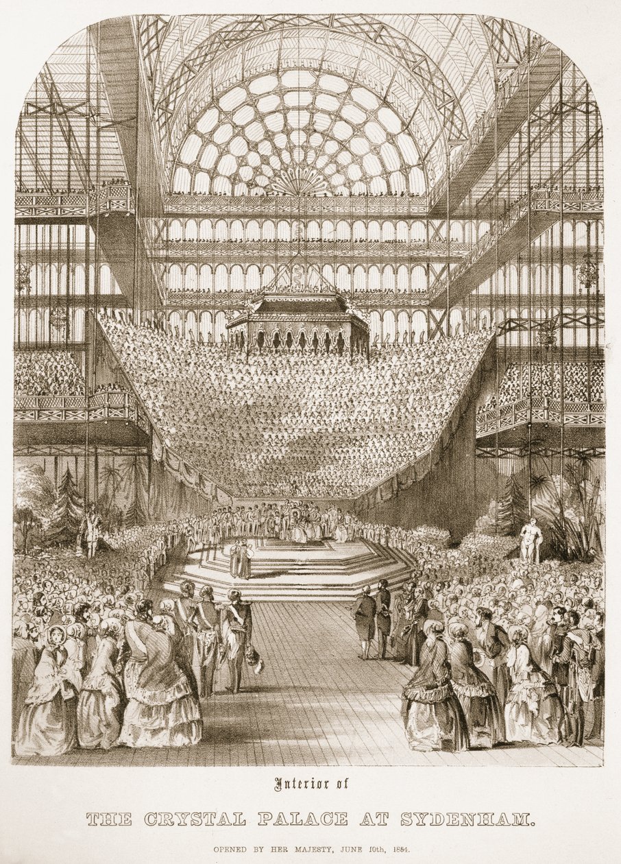 Åbning af Crystal Palace i Sydenham af dronning Victoria den 10. juni 1854 af Thomas Hosmer Shepherd