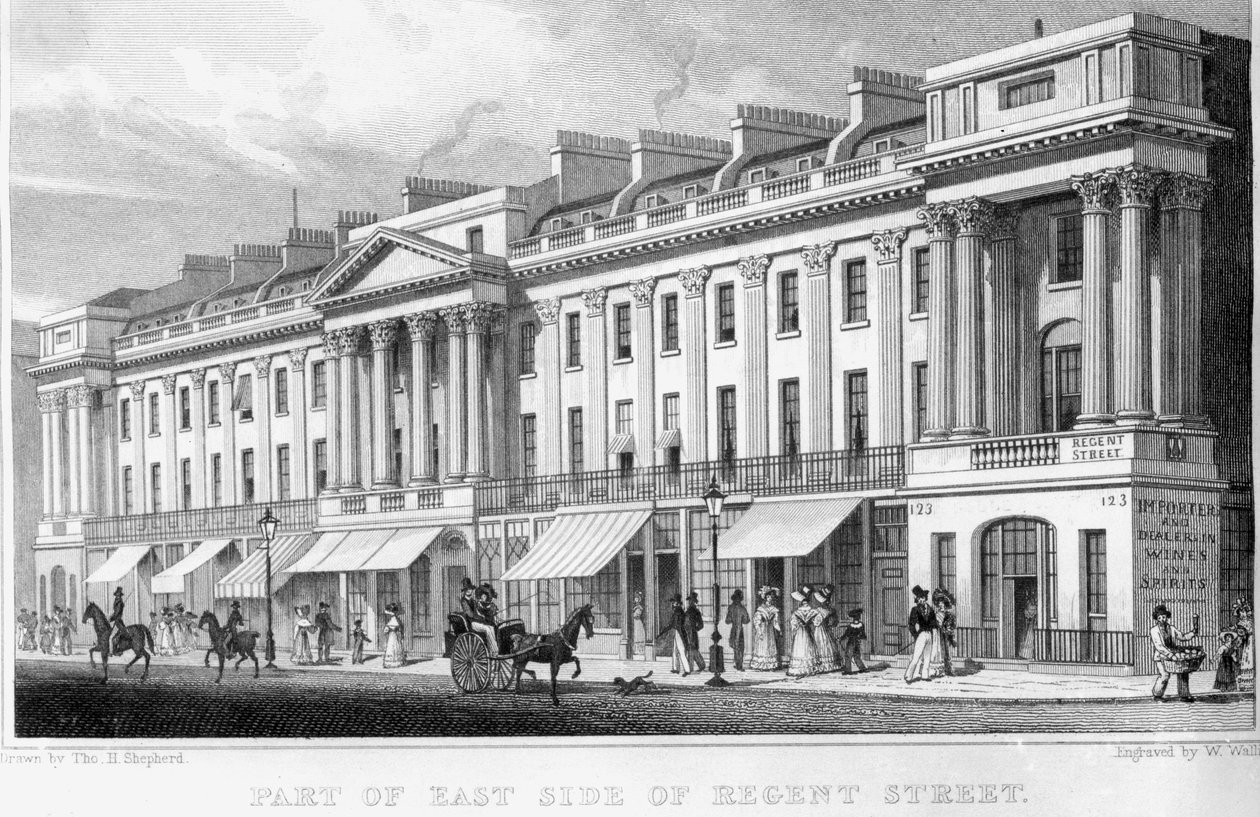En del af østsiden af Regent Street, London af Thomas Hosmer Shepherd