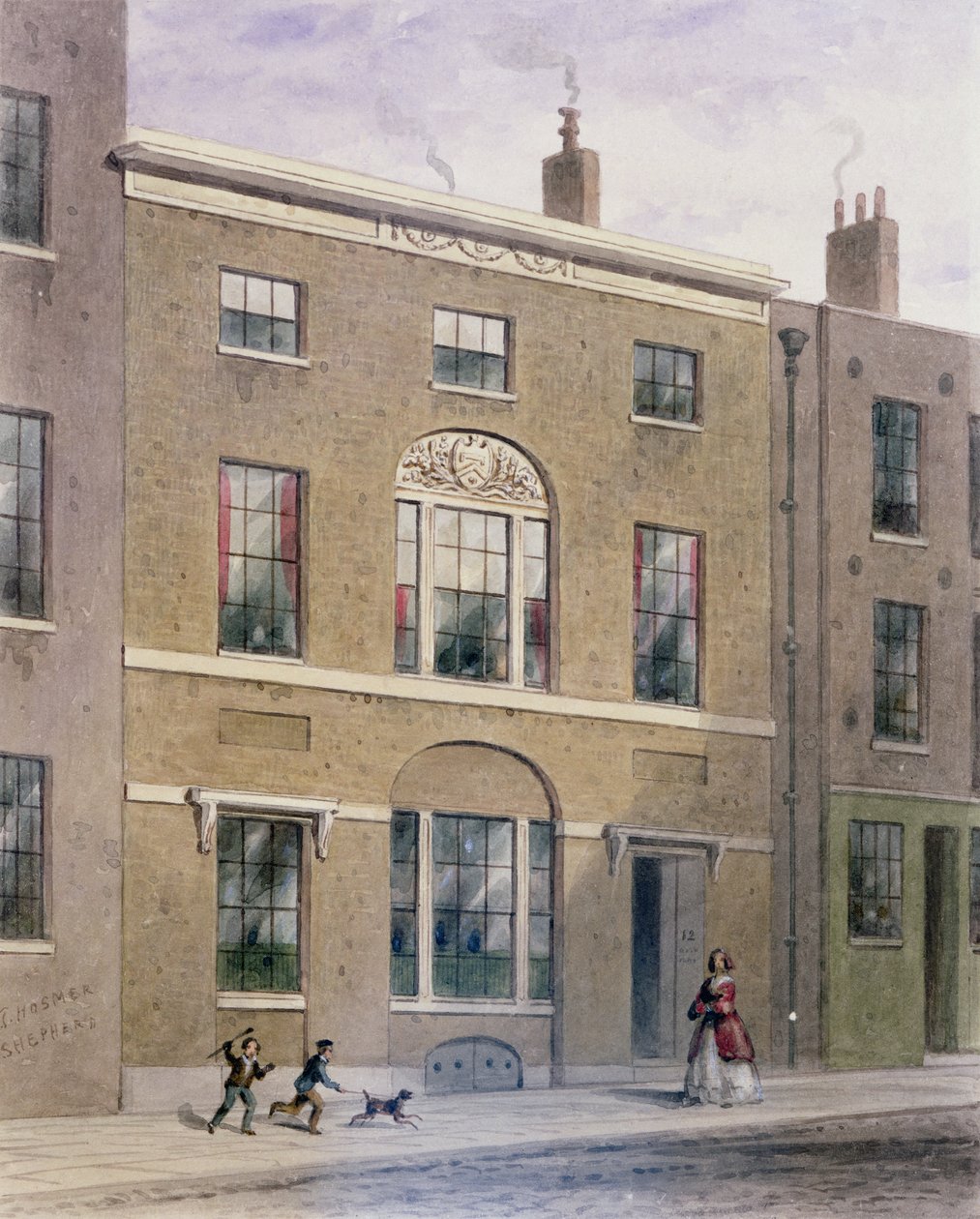 Plumbers Hall i Great Bush Lane, Cannon Street, 1851 af Thomas Hosmer Shepherd