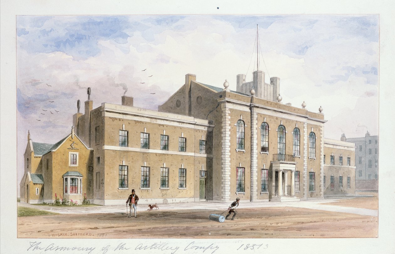Royal Artillery House, Finsbury Square, 1851 (wc på papir) af Thomas Hosmer Shepherd