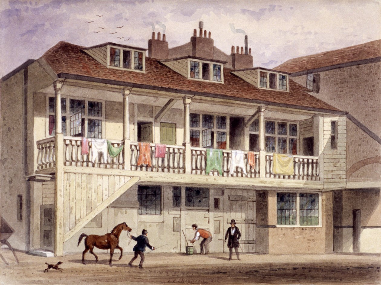 The Black Lion Inn, Whitefriars Street, London, c1855. af Thomas Hosmer Shepherd