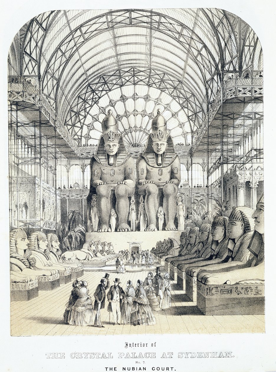 Den nubiske domstol ved Crystal Palace i Sydenham, ca. 1851-1855 (akvatint) af Thomas Hosmer Shepherd