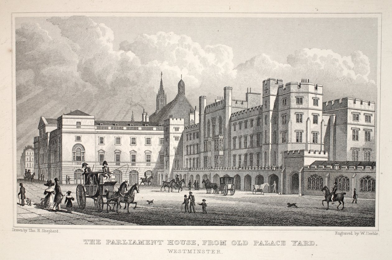 Parliament House fra Old Palace Yard, Westminster, fra pubben 