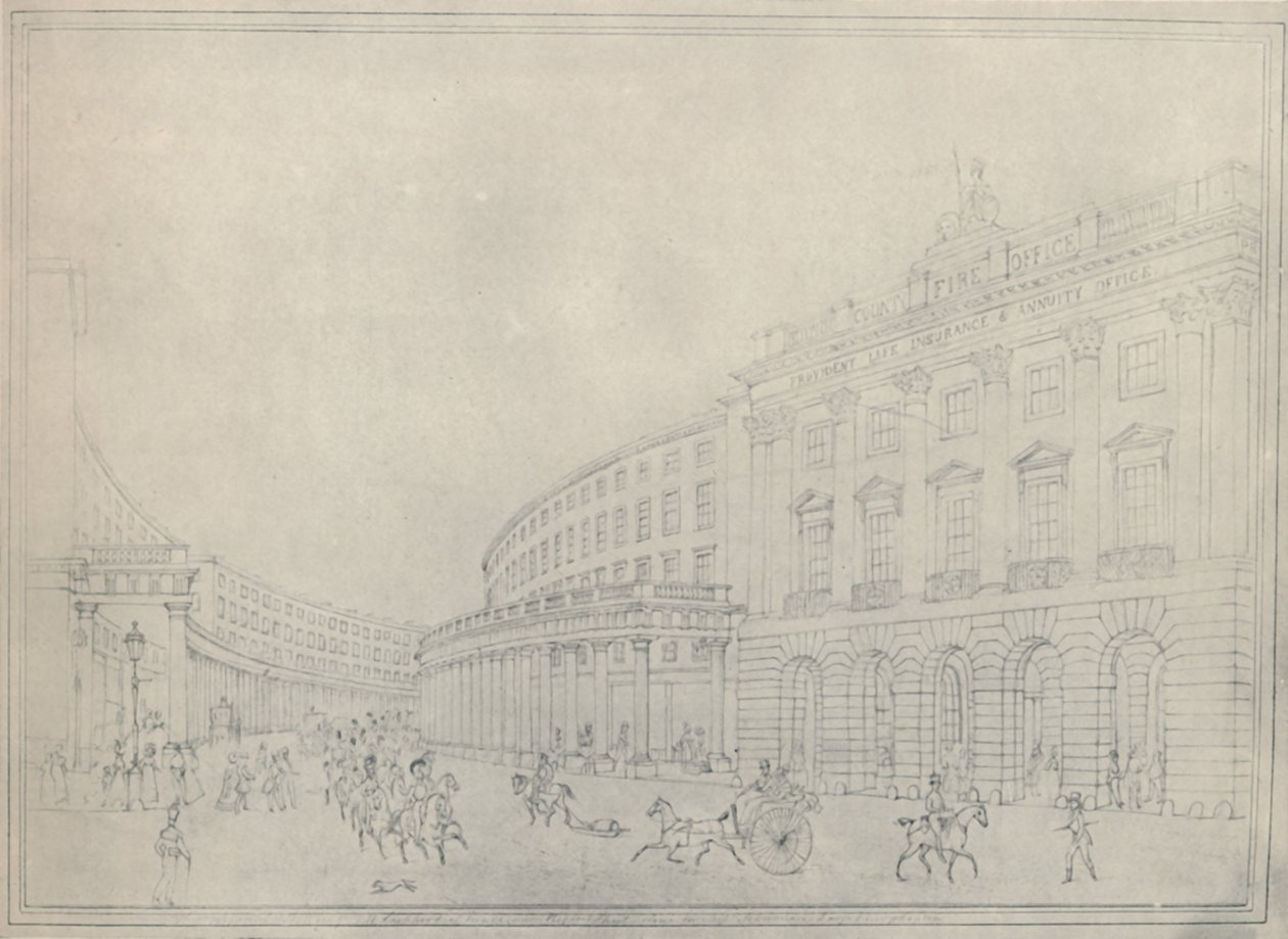 The Quadrant, Regent Street, 1822, 1920 af Thomas Hosmer Shepherd