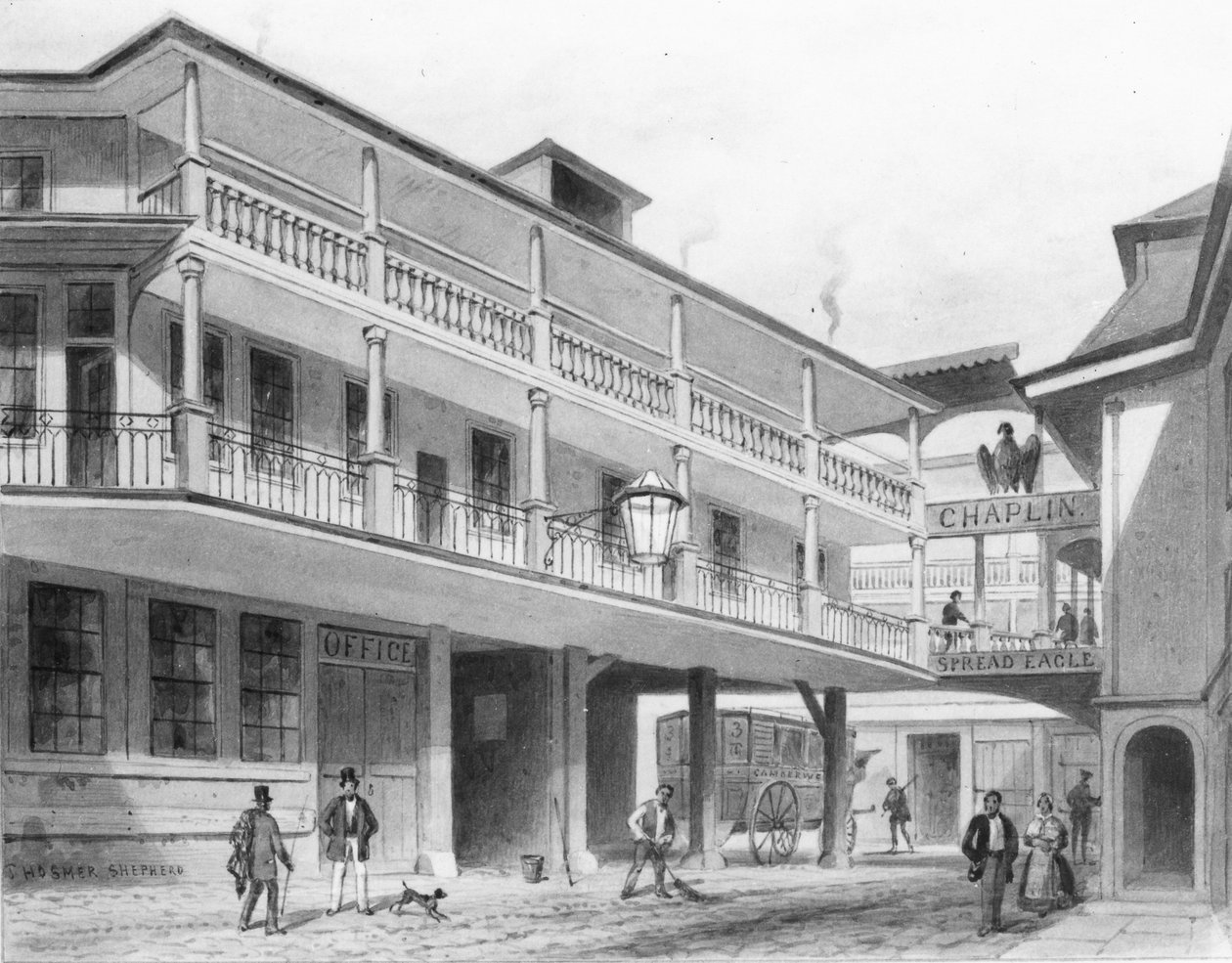 The Spread Eagle Gracechurch Street (akvarel) af Thomas Hosmer Shepherd