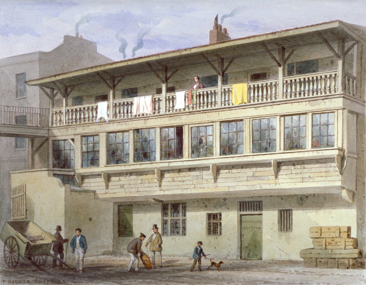The White Bear Inn på Piccadilly, Westminster, London, 1856 af Thomas Hosmer Shepherd