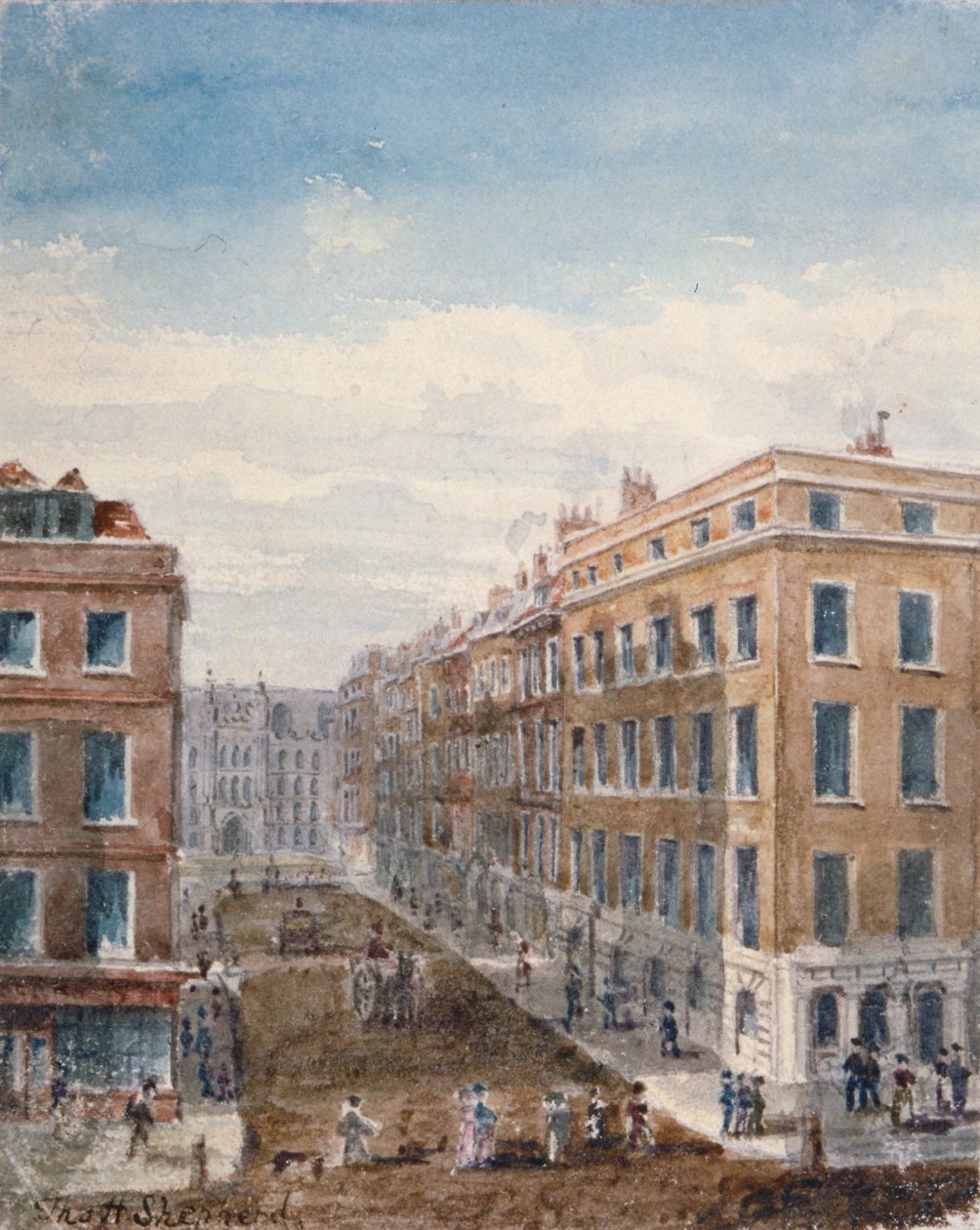 Udsigt over King Street, nordpå fra Cheapside til Guildhall, City of London, 1840 af Thomas Hosmer Shepherd