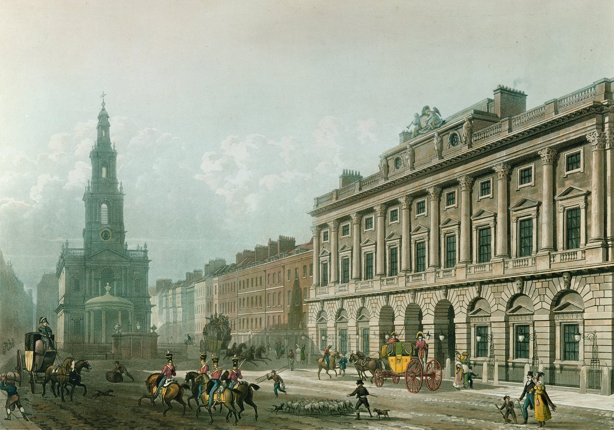 Udsigt over Somerset House, fra Stranden, indgraveret af J. Bluck (fl.1791-1831), pub. 1819 af Ackermanns 