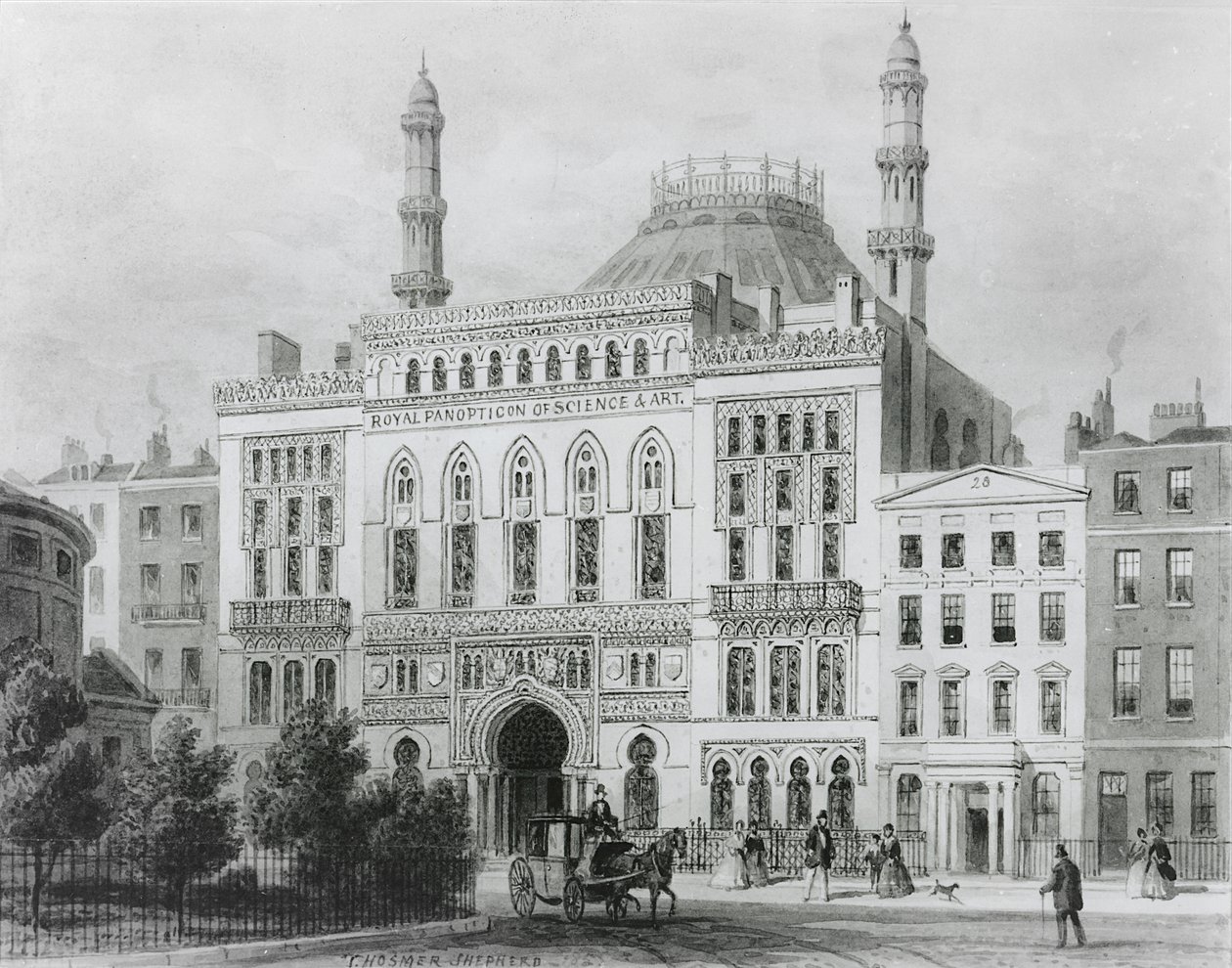 Udsigt over Royal Panopticon of Science and Art, 1825 (litografi) af Thomas Hosmer Shepherd