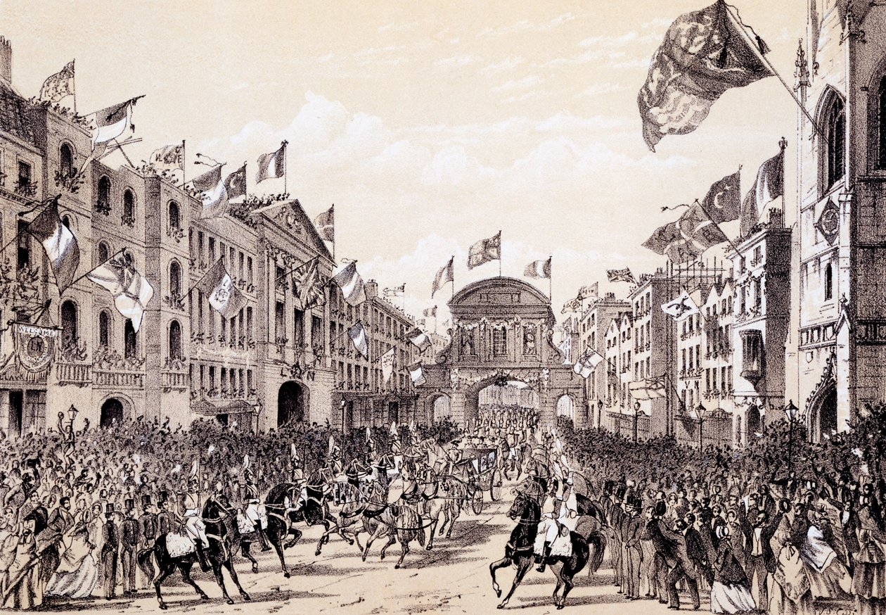 Besøg af Napoleon III og kejserinde Eugenie i byen, 19. april 1855 af Thomas Hosmer Shepherd