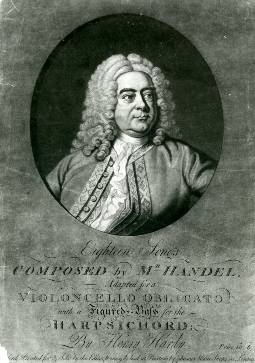 Atten sange komponeret af Händel tilpasset en Violoncello Obligato med cembalo af Henry Hardy (mezzotintgravering) af Thomas Hudson