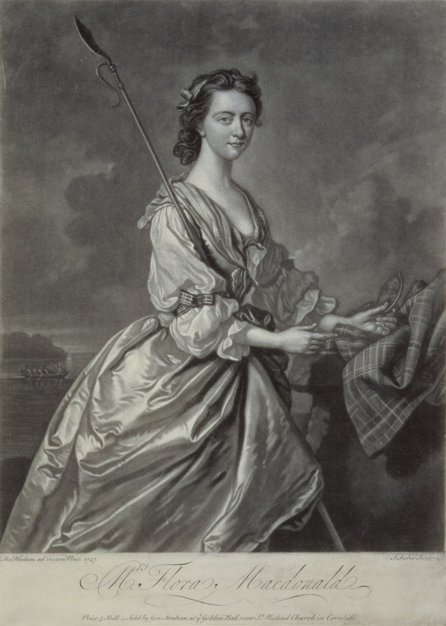Flora MacDonald (1722-90), graveret af J. Faber, 1747 (mezzotintgravering) af Thomas Hudson
