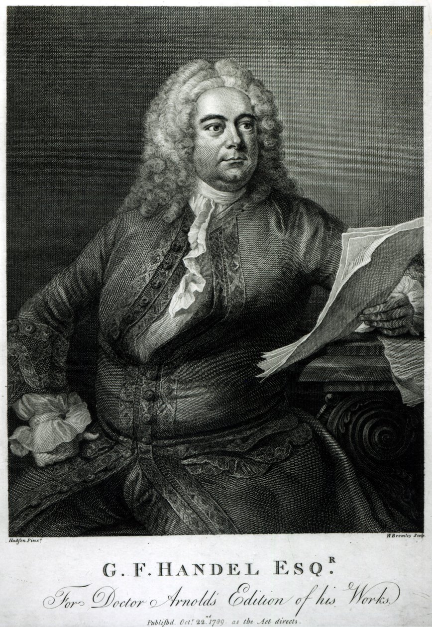 George Frederick Handel (1685-1759), indgraveret af William Bromley (1769-1842), til Doctor Arnolds udgave af hans (Handels) værker, pub. 1789 af Thomas Hudson