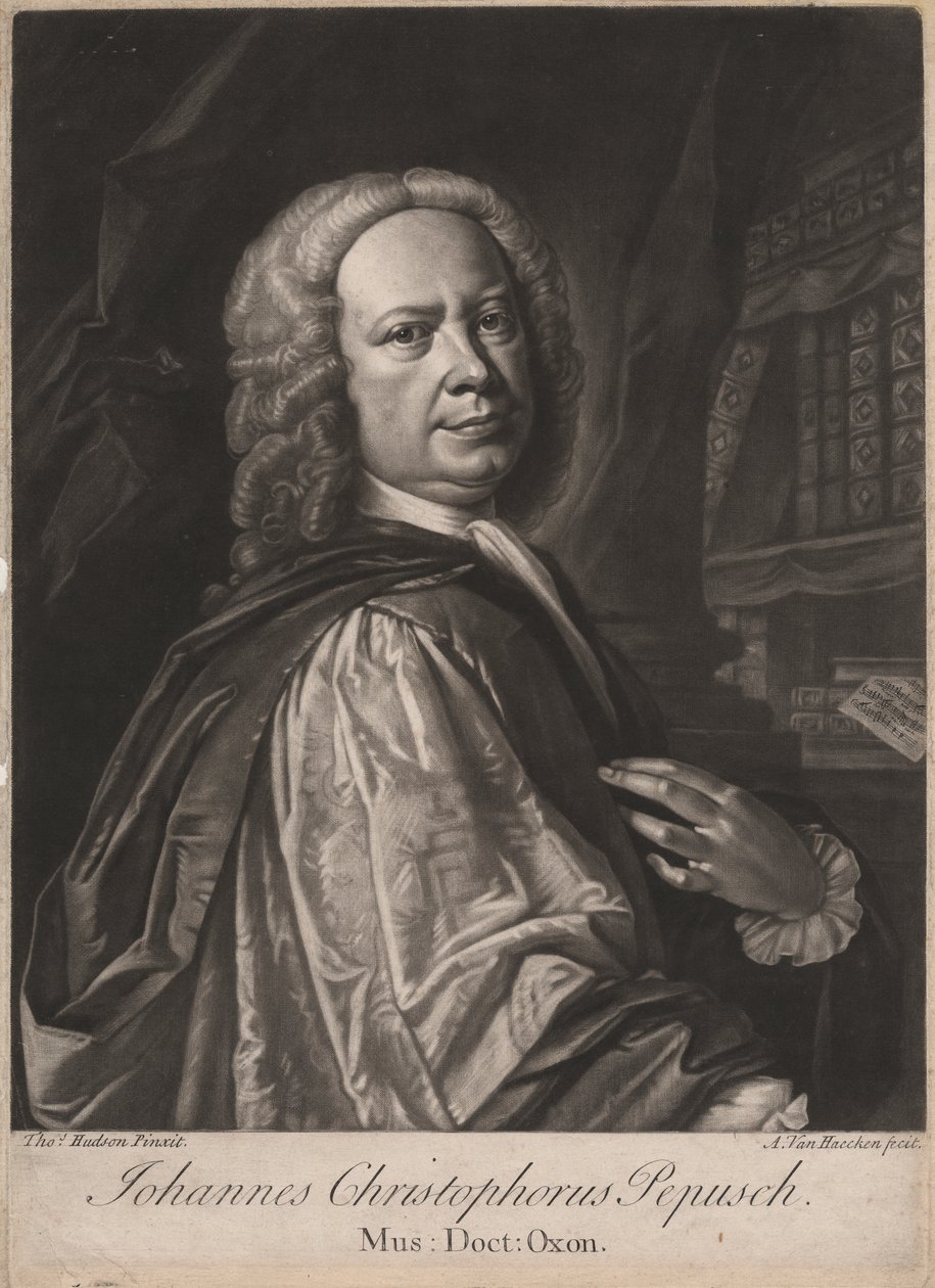 Johannes Christophorus Pepusch, graveret af Alexander van Haecken (1701-58), ca. 1735 (mezzotint) af Thomas Hudson