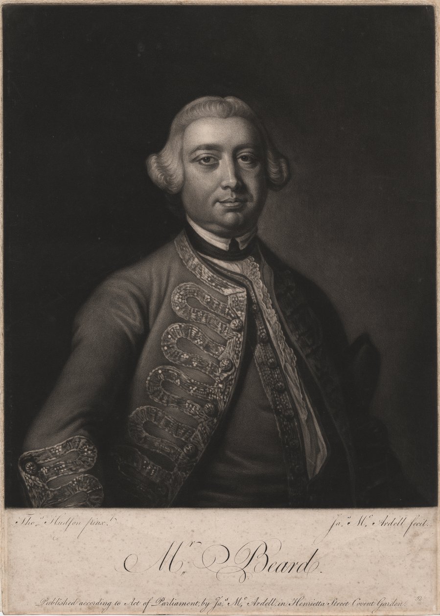Mr. Beard, indgraveret af James McArdell (ca. 1729-65), 1764 (mezzotint) af Thomas Hudson