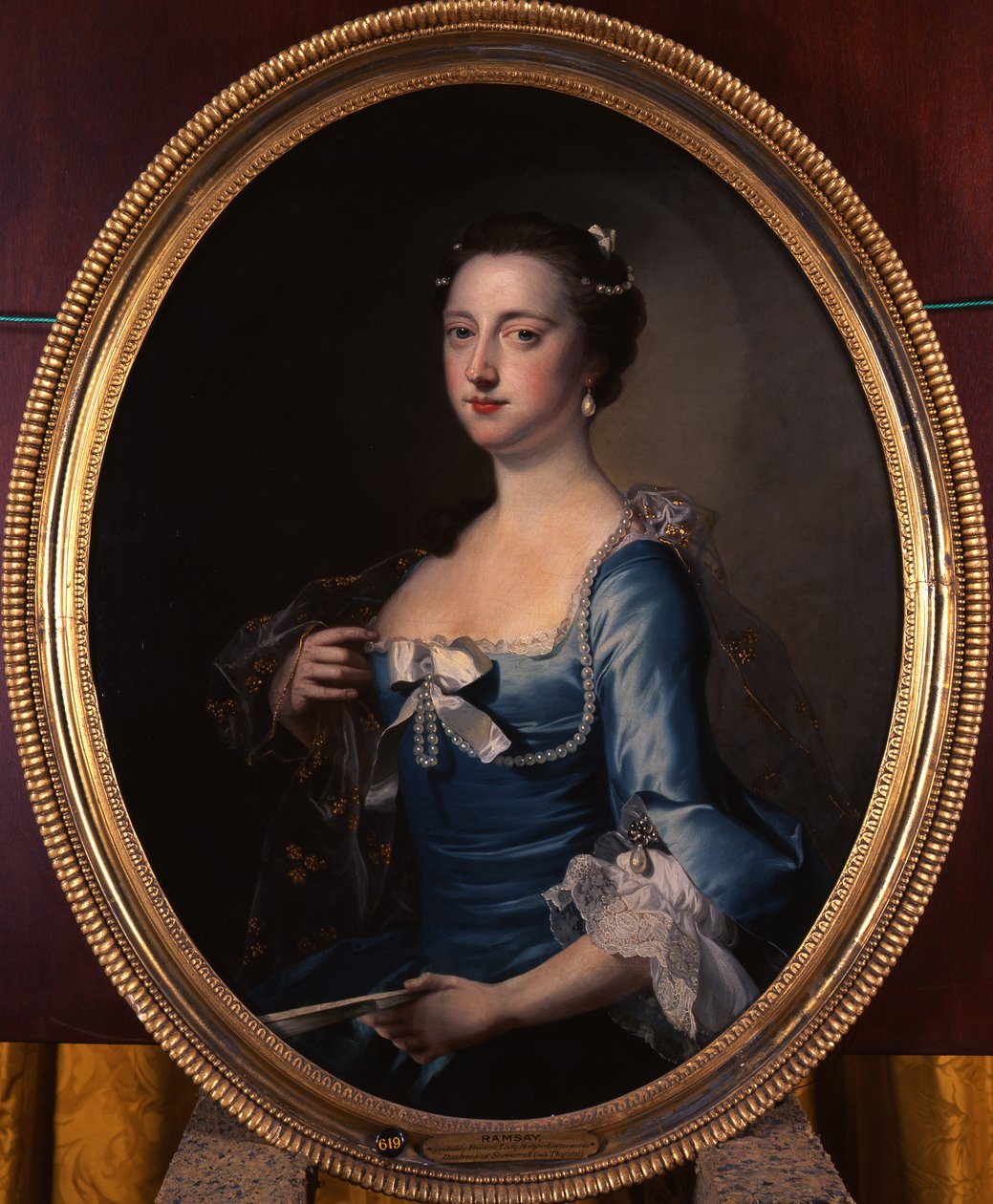 Portræt af Frances Thynne, Lady Hertford, senere hertuginde af Somerset (olie på lærred) af Thomas Hudson