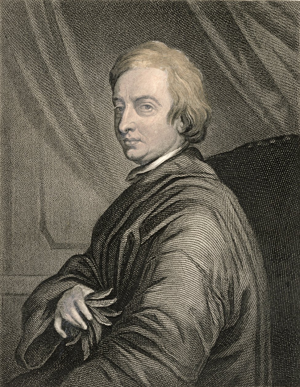 Portræt af John Dryden (1631-1700) indgraveret af Charles Edward Wagstaff (f.1808) pub. af William Mackenzie af Thomas Hudson