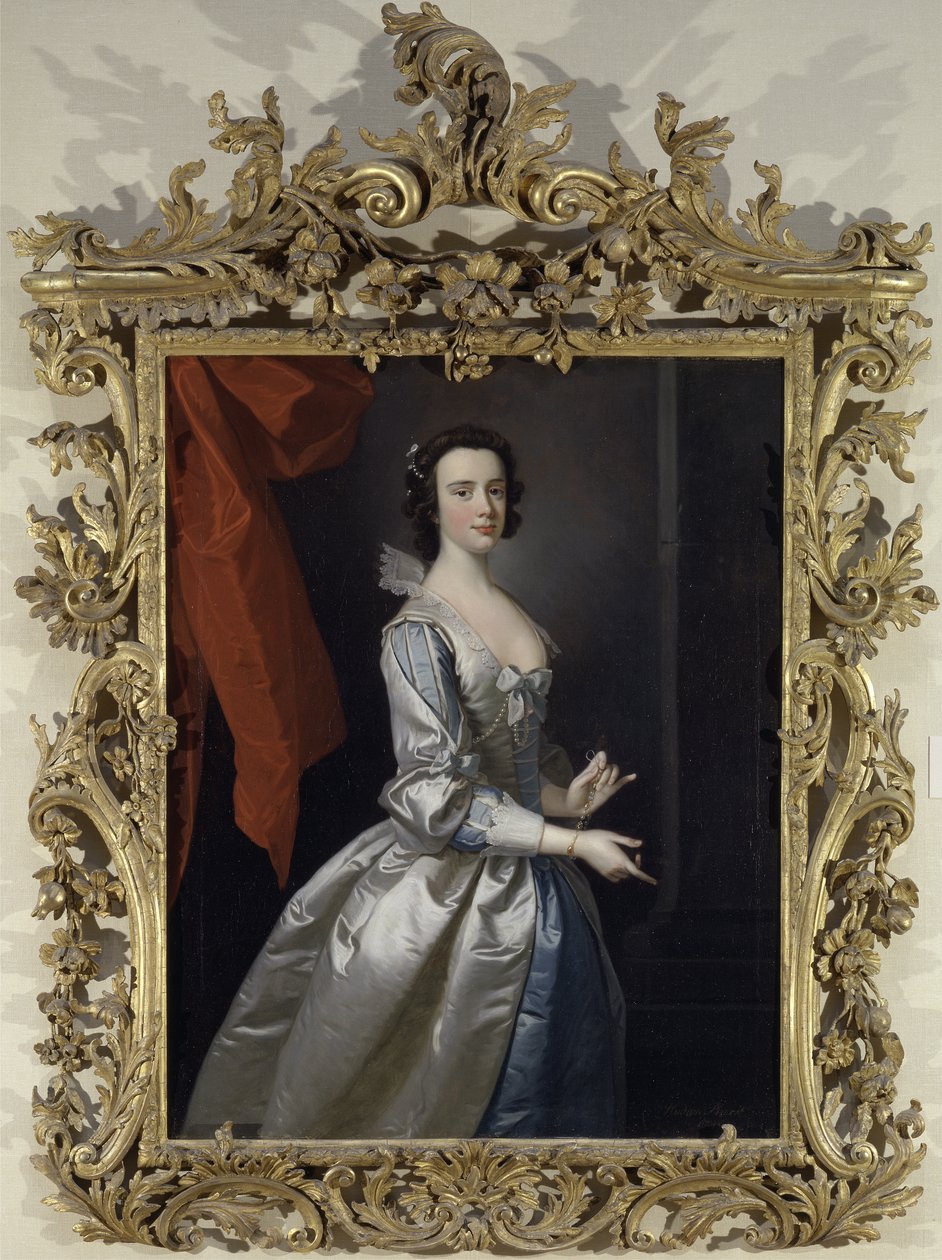 Portræt af en kvinde, sandsynligvis Elizabeth Aislabie, fra Studley Royal, Yorkshire af Thomas Hudson