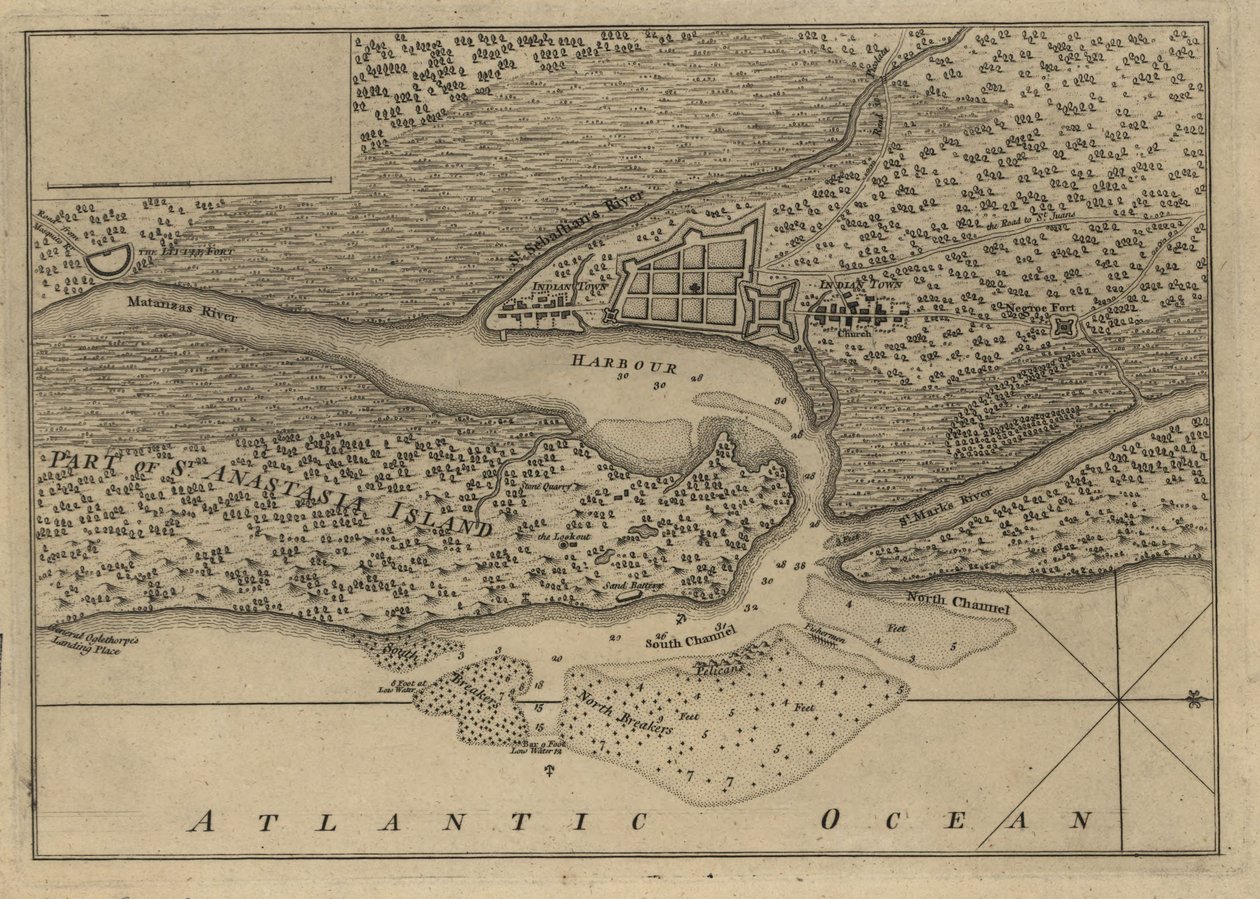 (Plan over byen og havnen i St. Augustine. LOC 75693262 af Thomas Jefferys