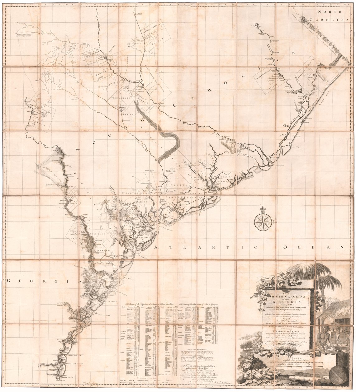 Et kort over South Carolina og en del af Georgia af De Brahm af Thomas Jefferys