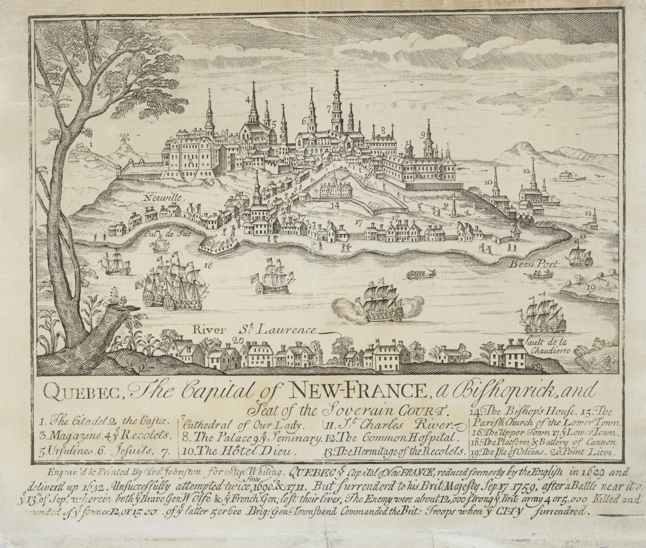 QUEBEC, hovedstaden i NEW-FRANCE, en biskopsmand og sæde for Soverrain Court af Thomas Johnston