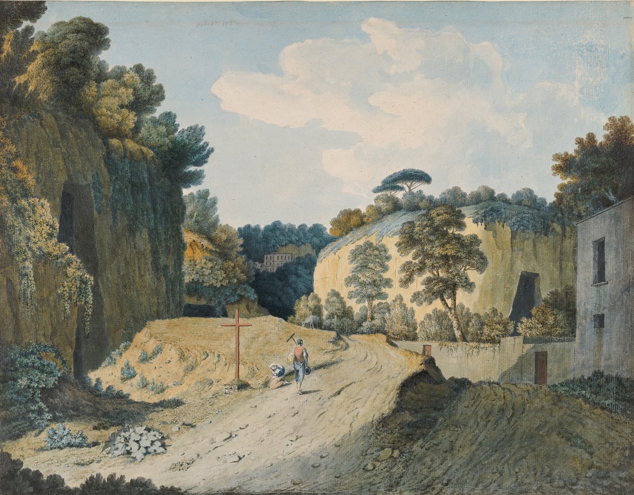 En vej i en kløft nær Napoli, 1782. af Thomas Jones