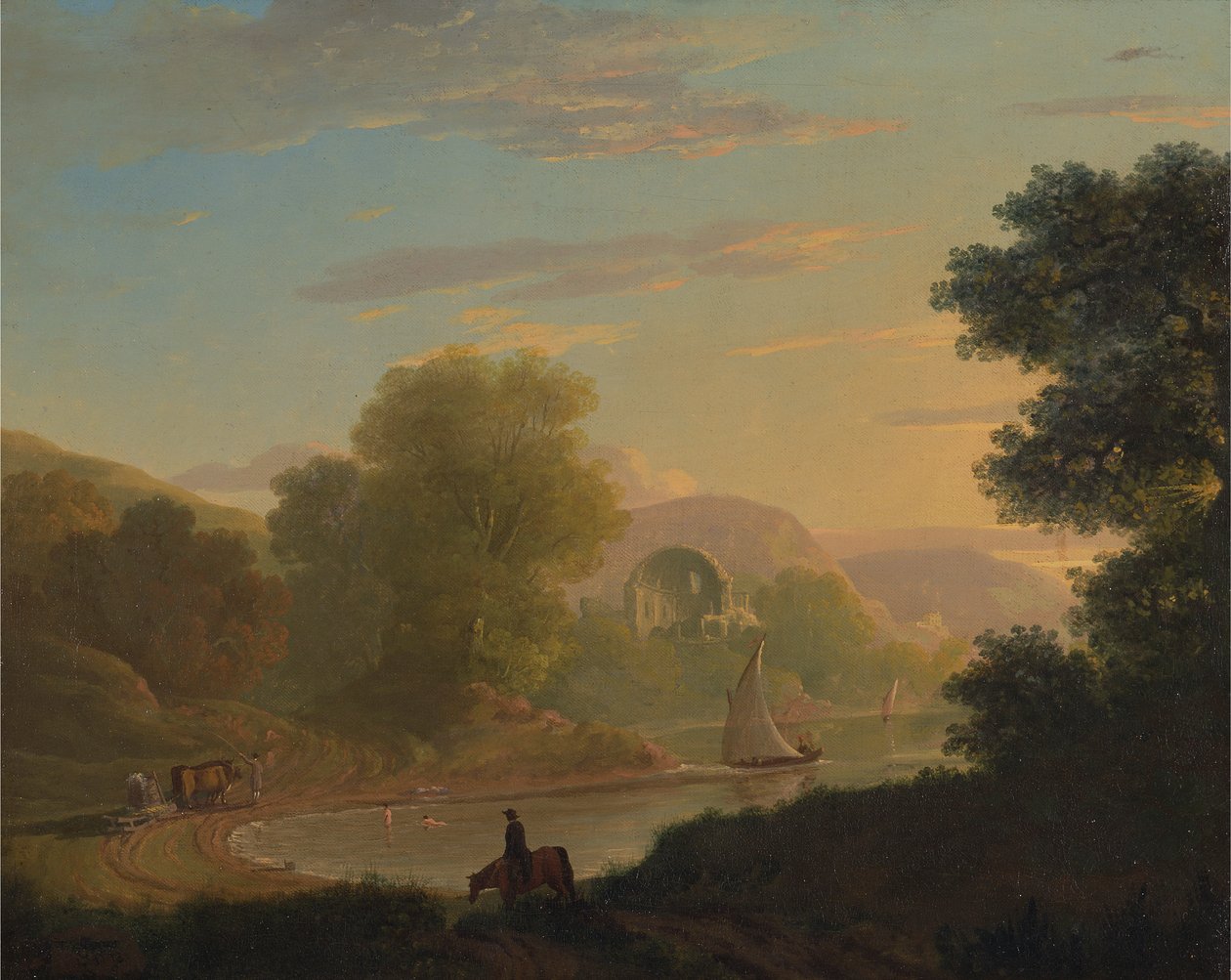 En imaginær kystscene med Venustemplet ved Baiae af Thomas Jones