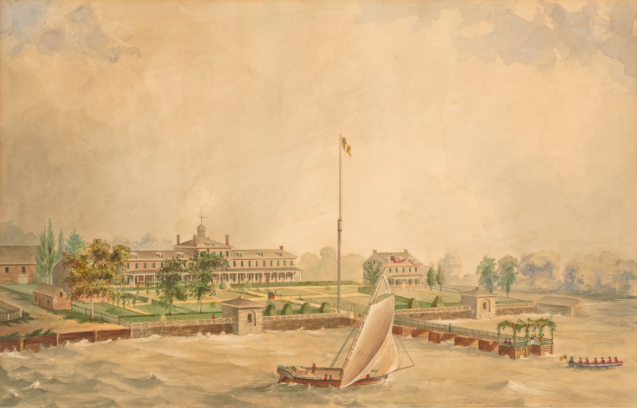 Lazaretto-karantænen, ca. 1860 (akvarel på papir) af Thomas L. Cernea
