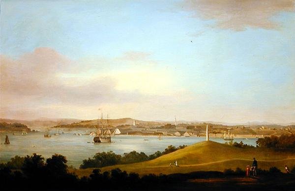 Udsigt over Tamar Estuary, Plymouth (olie på panel) af Thomas L. Hornbrook