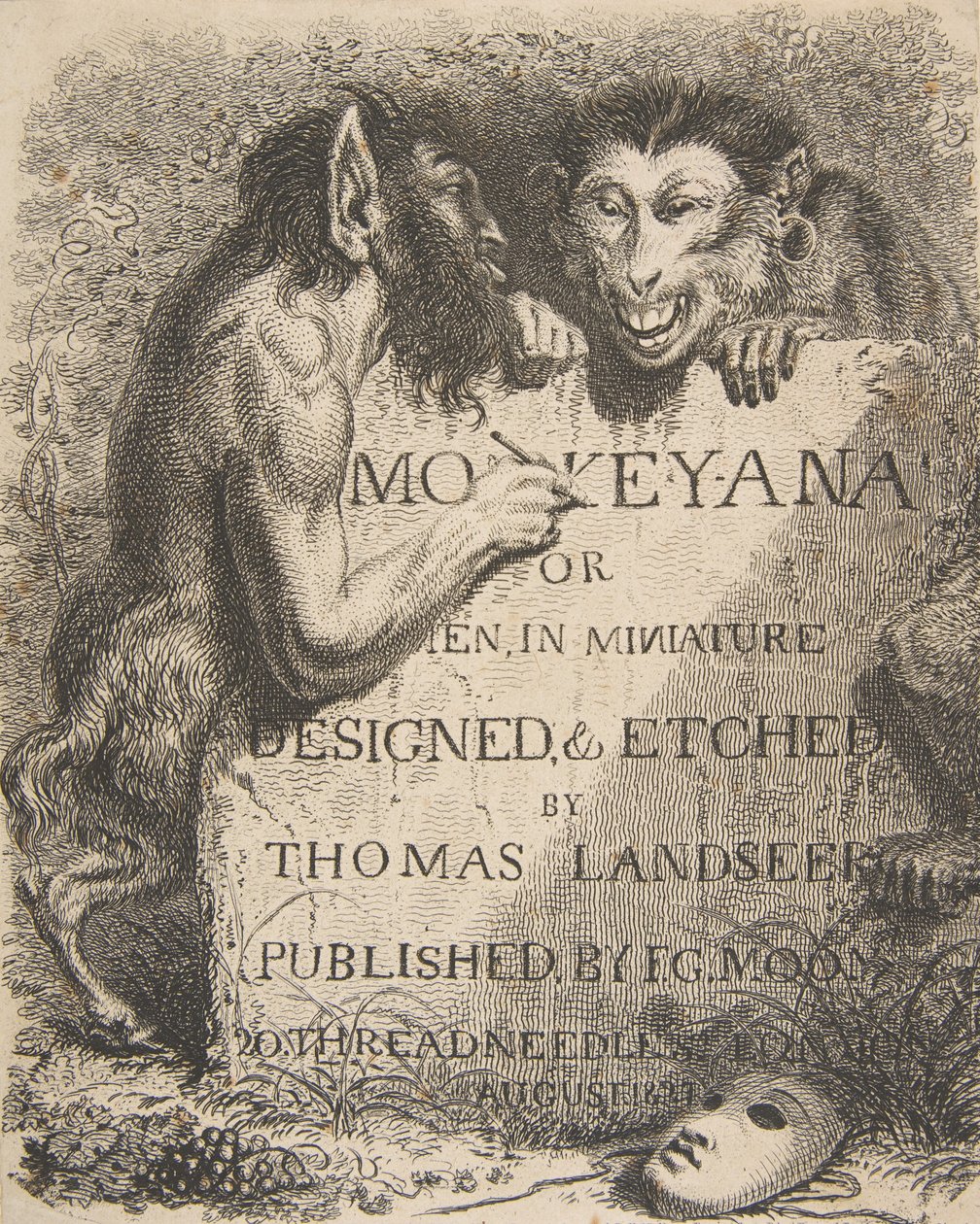 Titelside: Abe-Ana eller mænd, i miniature, 1. december 1827., 1. december 1827. af Thomas Landseer