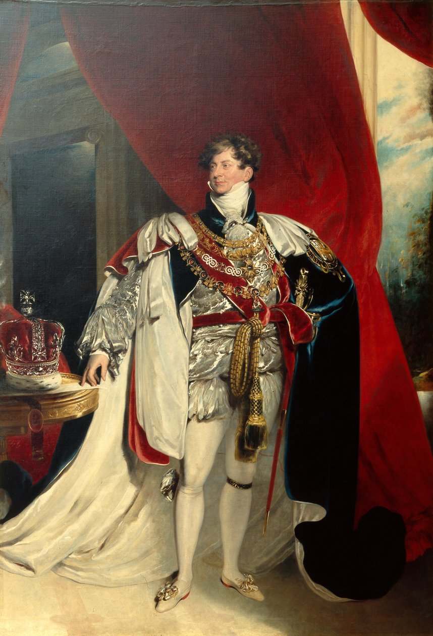 Kong George IV, stående i strømpebåndskåbe, ca. 1830 (olie på lærred) af Thomas Lawrence