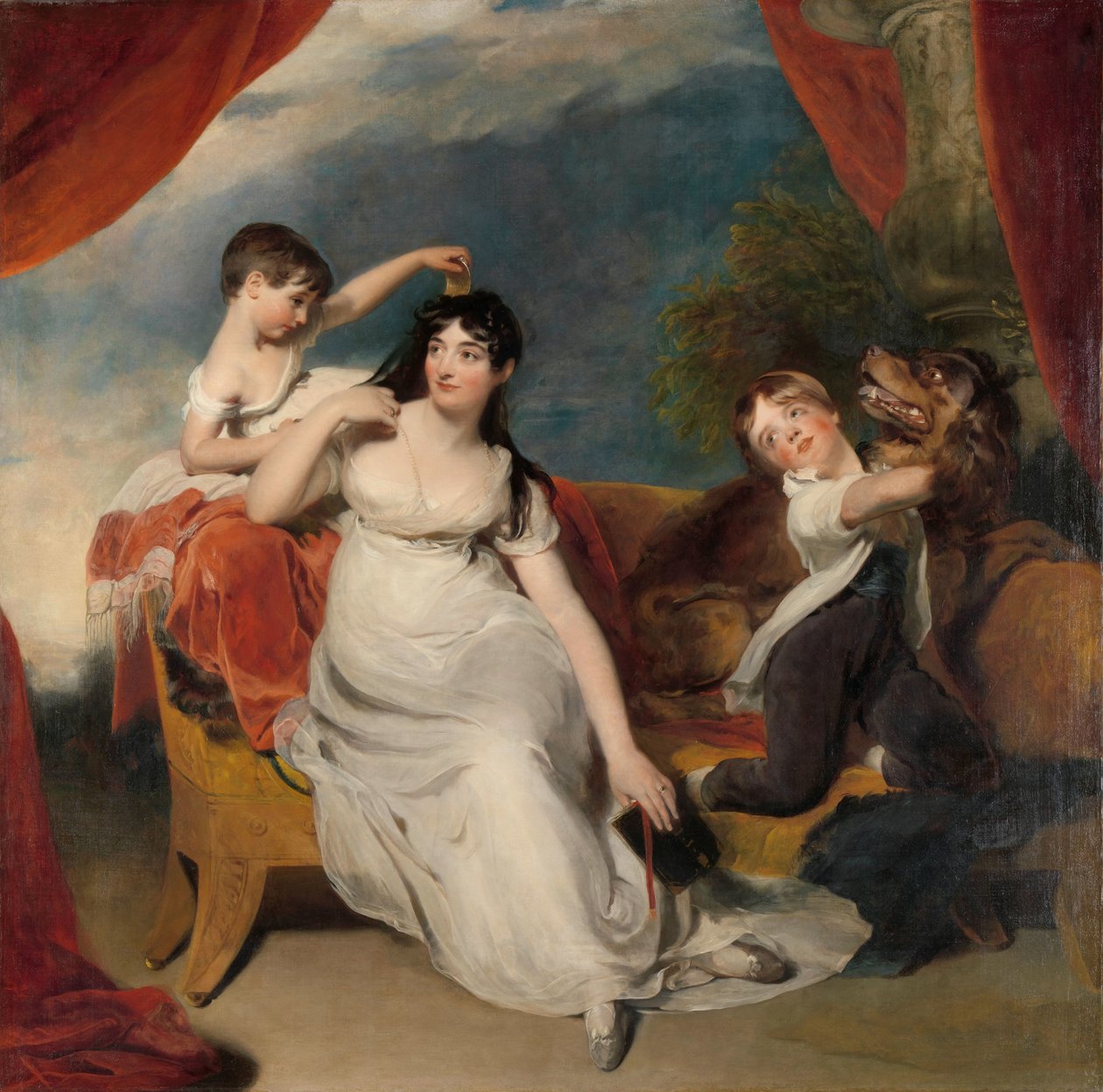 Maria Mathilda Bingham med to af sine børn Maria Mathilda Bingham, hustru til Henry Baring, med to af hendes børn, formentlig James Bridgeman og Anna Maria af Thomas Lawrence