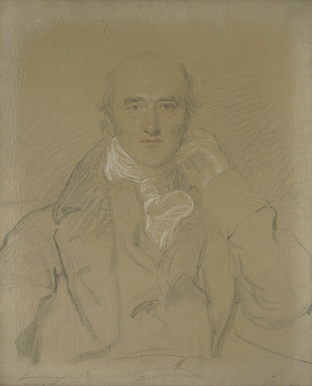 Portræt af George Canning, M.P. (1770-1827), halvlang, siddende (blyant, sort, hvid & rød kridt på lærred) af Thomas Lawrence