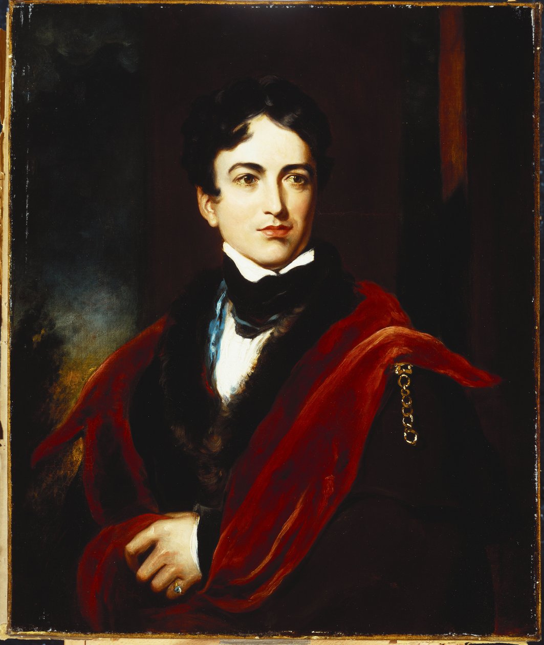 Portræt af John George Lambton, Ist Earl Of Durham, GCB, MP, i en mørk frakke, med en kappe og en hvid stock af Thomas Lawrence