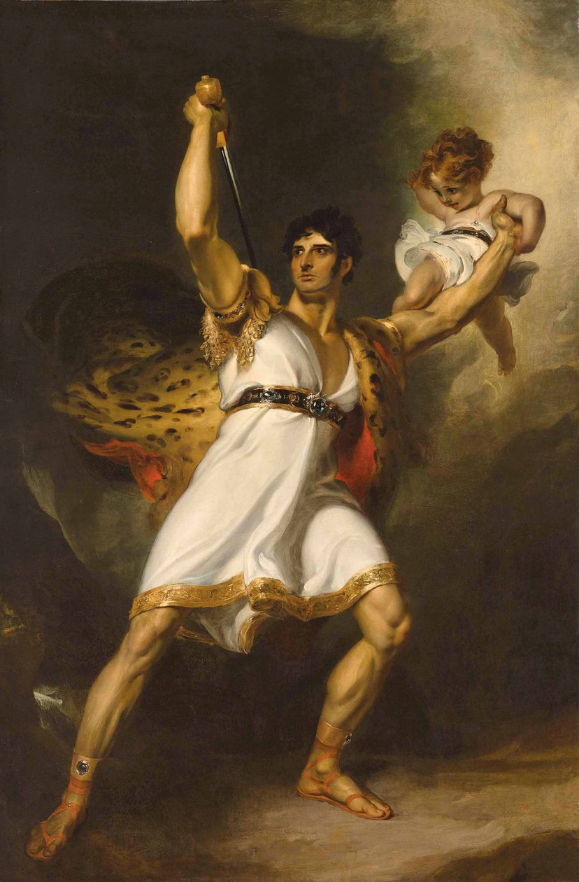 Portræt af John Philip Kemble (1757-1823), i fuld længde, som Rolla fra Sheridans Pizarro (olie på lærred) af Thomas Lawrence