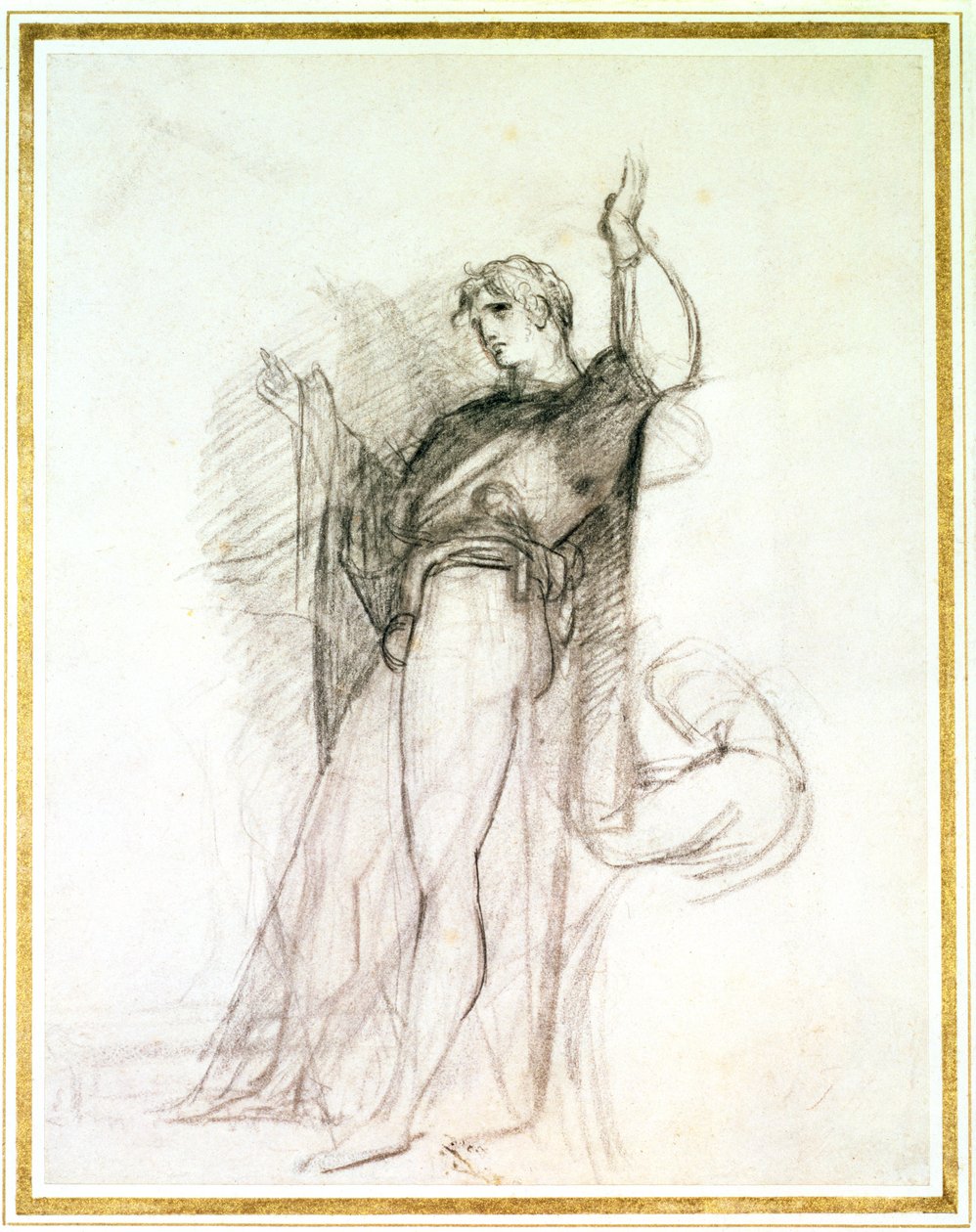 Portræt af John Philip Kemble som Hamlet (kridt på papir) af Thomas Lawrence