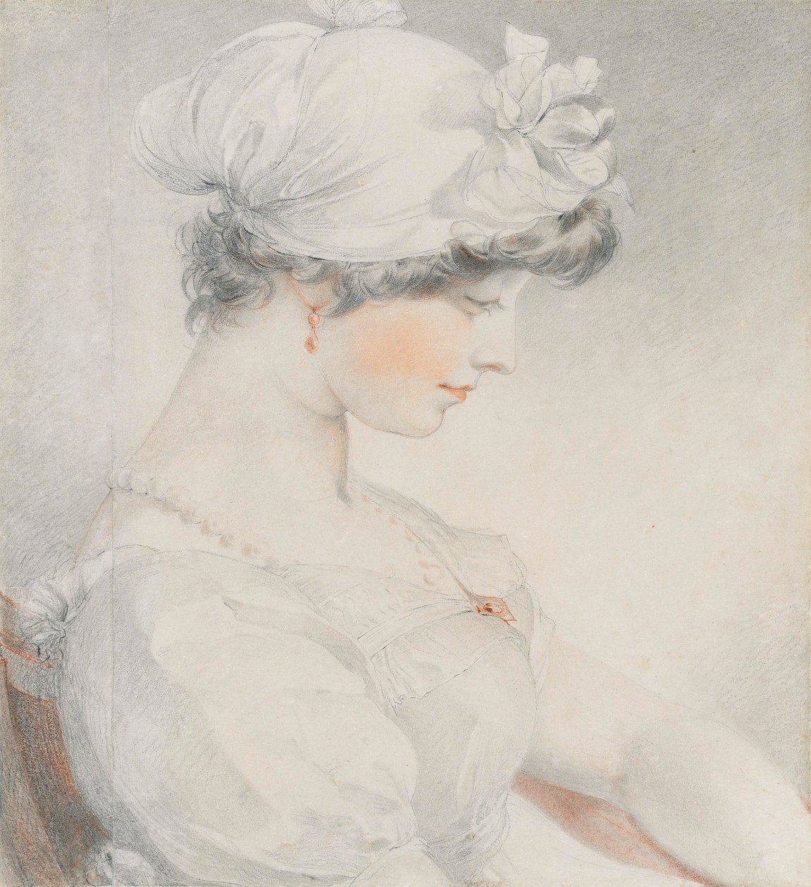 Portræt af Julia Angerstein, halvlang, i profil til højre (blyant, sort & rød kridt, med stump) af Thomas Lawrence