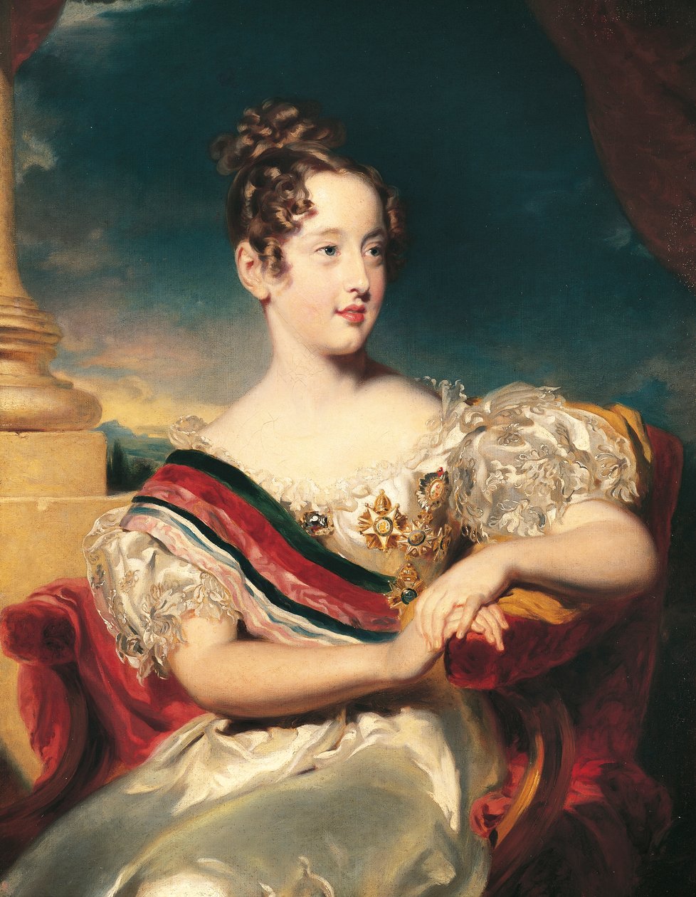 Portræt af Maria II af Portugal, dronning af Portugal, af Thomas Lawrence skole, maleri af Thomas Lawrence