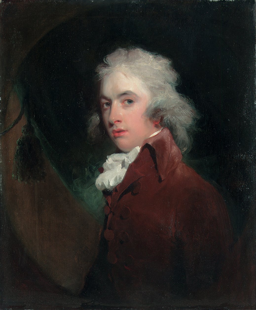 Portræt af Hon. Peniston lam, halvlang, i fløjlsfrakke med hvidt halsbånd, fingeret oval af Thomas Lawrence
