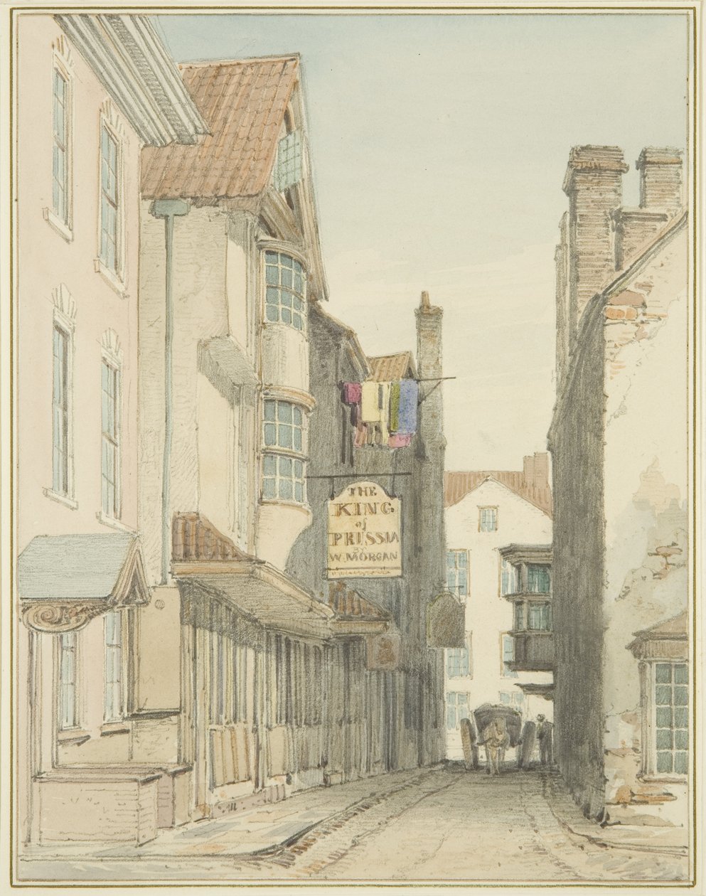 Alderskey Lane (akvarel på papir) af Thomas Leeson the Elder Rowbotham