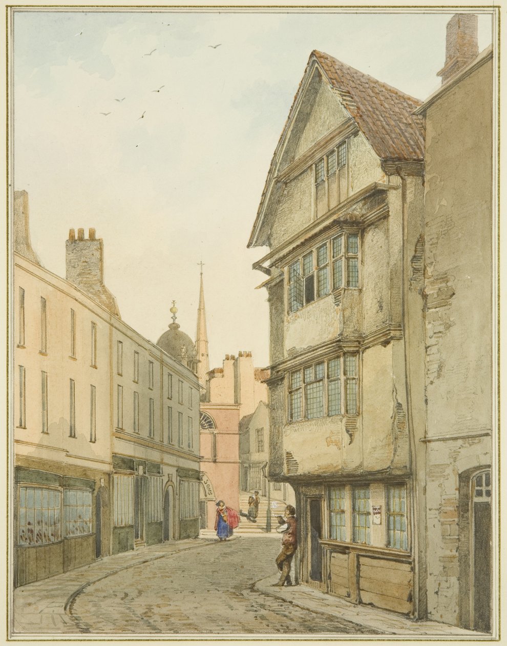 Back Street, ser nordpå mod Baldwin Street (akvarel på papir) af Thomas Leeson the Elder Rowbotham