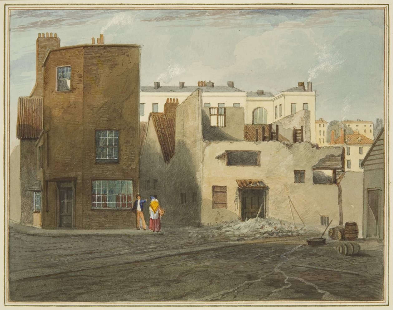 Bagsiden af Infirmary, viser Whitson Street (blyant og akvarel på papir) af Thomas Leeson the Elder Rowbotham
