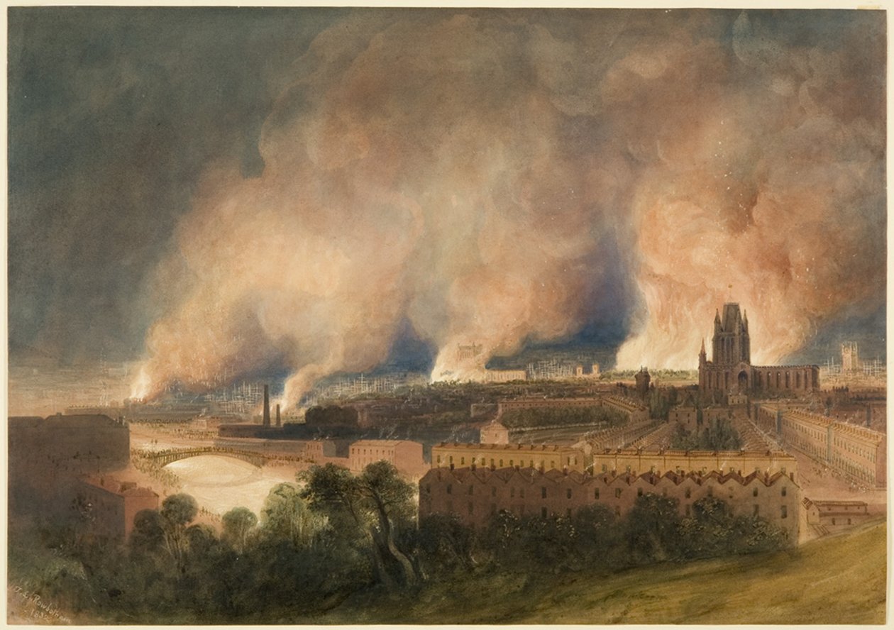 Bristol set fra Pile Hill natten til den 30. oktober af Thomas Leeson the Elder Rowbotham