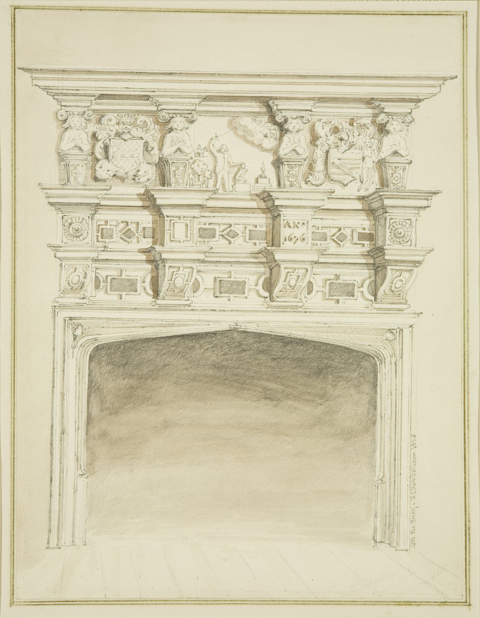 Skorstensstykke ved 49 Broad Quay (akvarel på papir) af Thomas Leeson the Elder Rowbotham
